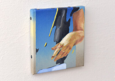 Konstruierte Masse, 2017, oil on canvas, forged nails, 20 x 18 cm
